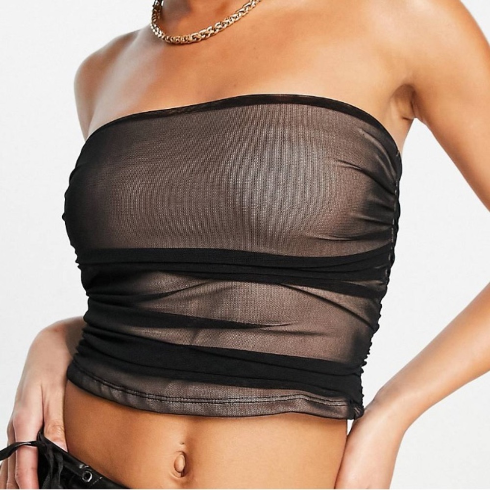 NWOT ASYOU ruched corset top mesh